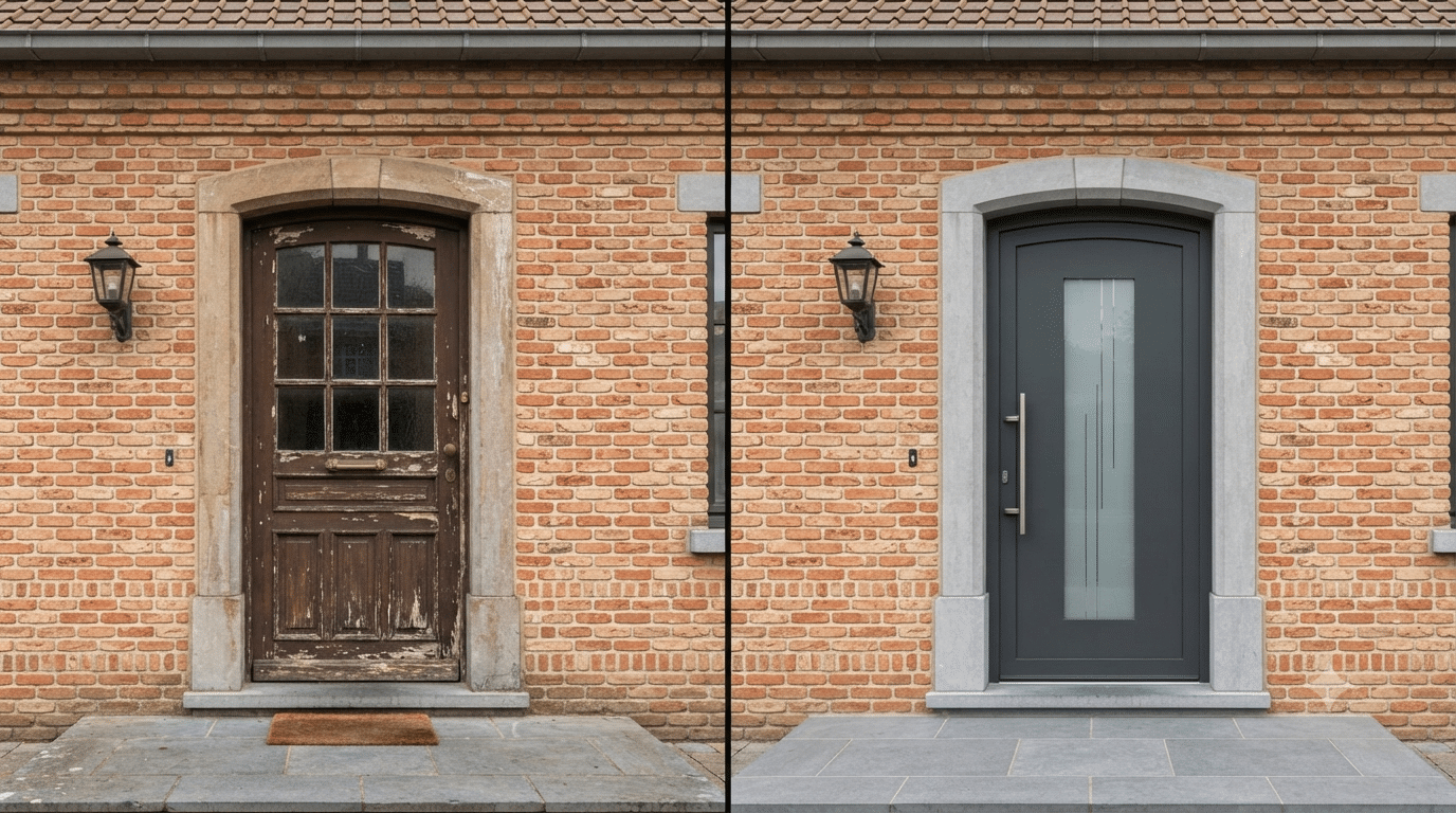 Inkomdeur voor en na de renovatie