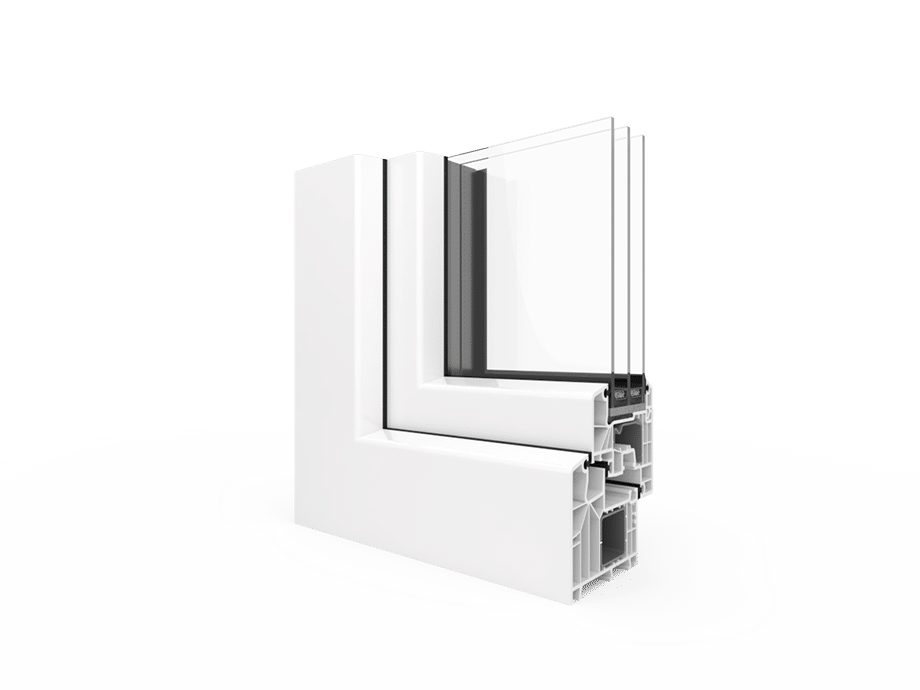 Technische doorsnede van het aluplast Ideal 8000 pvc-raamsysteem